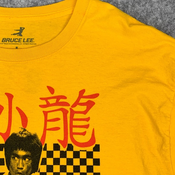 Men’s Bruce Lee Yellow Long Sleeve T Shirt 100% Cotton Size Large - Picture 3 of 6